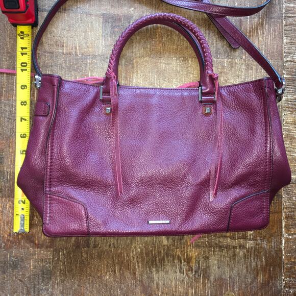 Rebecca Minkoff Fringe Regan Satchel Tote Port Red Leather Purse Handbag Maroon - Picture 6 of 14